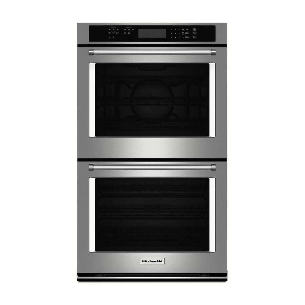 Used: KODE300ESS KitchenAid 30" Double Wall Oven with Even-Heat Upper True Convection and Glass Touch Display - Stainless Steel