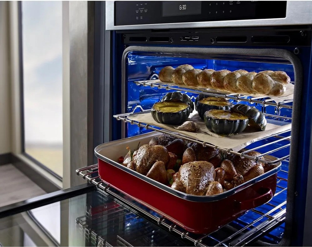 Used: KODE300ESS KitchenAid 30" Double Wall Oven with Even-Heat Upper True Convection and Glass Touch Display - Stainless Steel