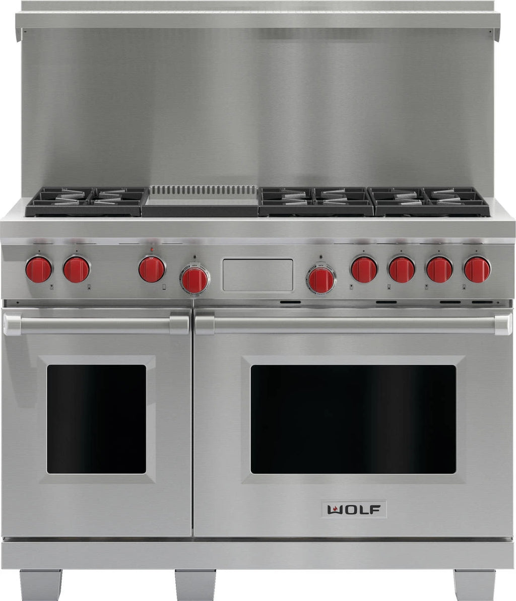 Used: Wolf® 48" Stainless Steel Pro Style Dual Fuel Range Model #: DF486GLP