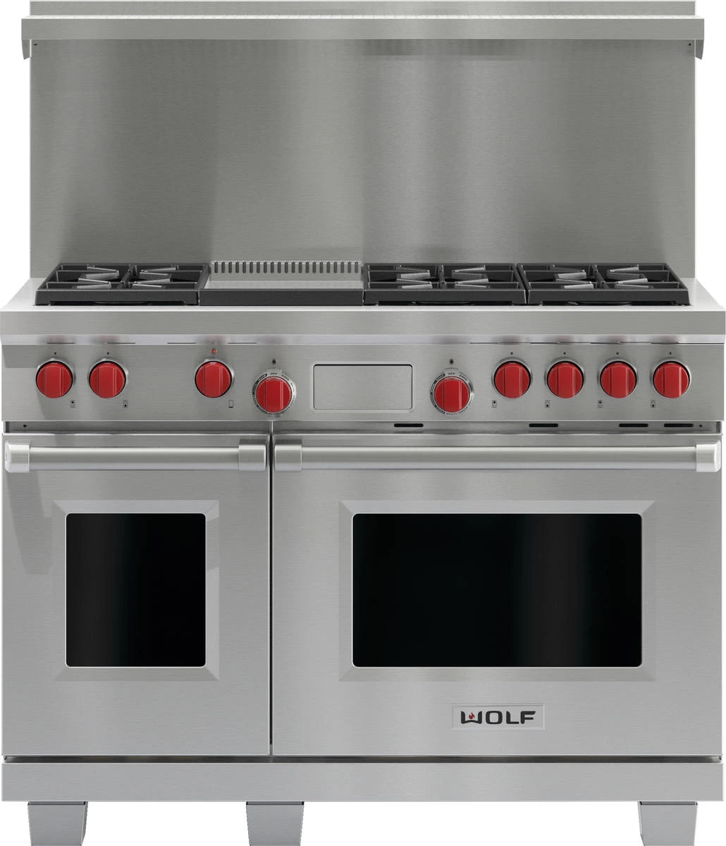 Used: Wolf® 48" Stainless Steel Pro Style Dual Fuel Range Model #: DF486GLP