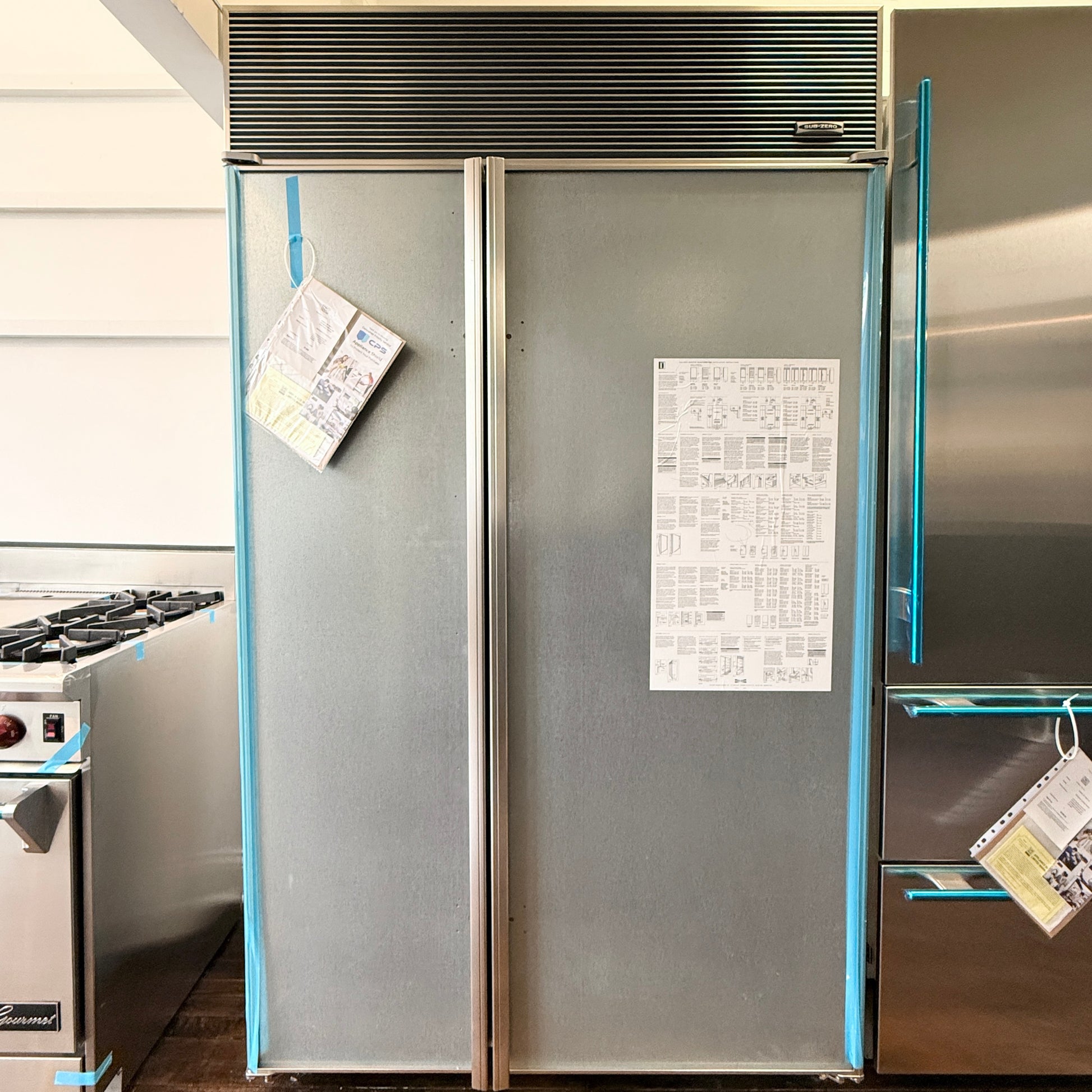 Refurbished: Sub-Zero 632/F 3 48” Side By Side Refrigerator Framed Panel Ready