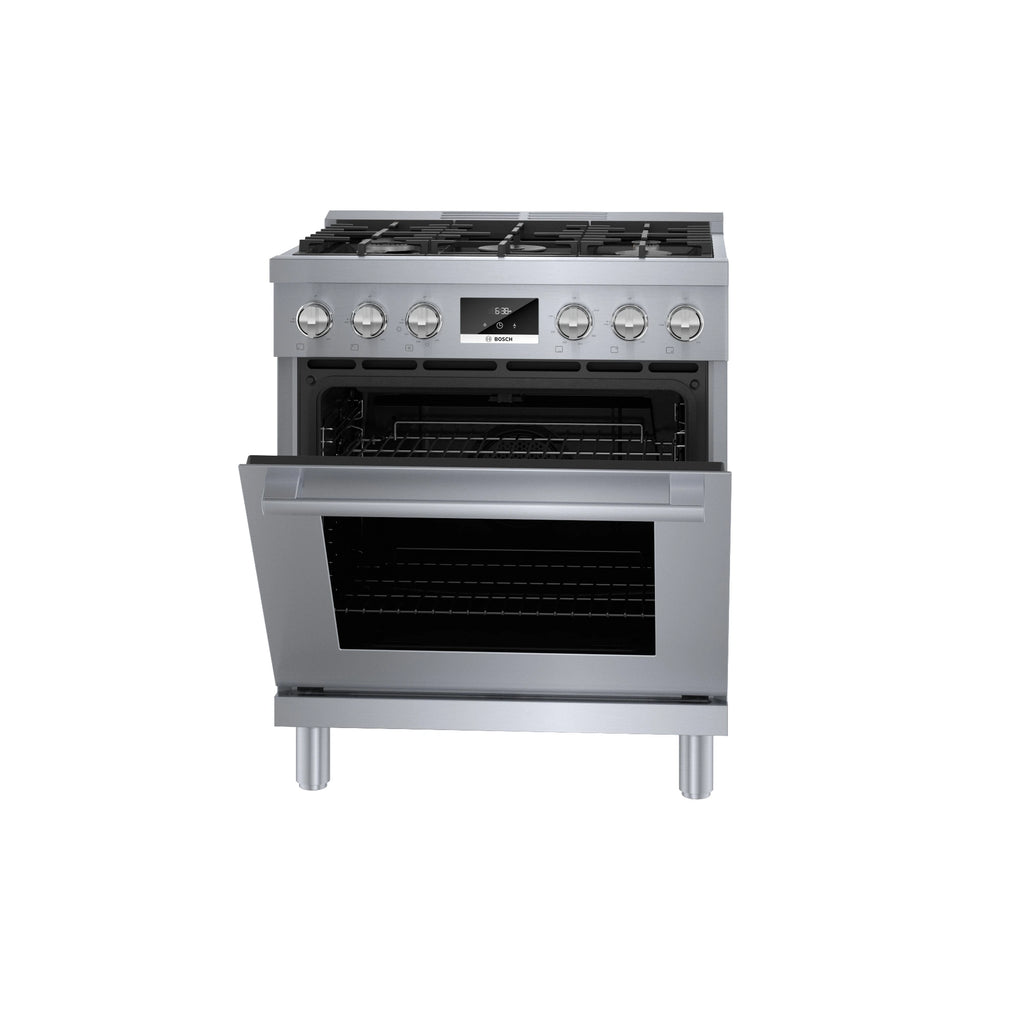 Used: Bosch 800 Series 30 In. Stainless Steel Industrial-Style Gas Range - HGS8055UC