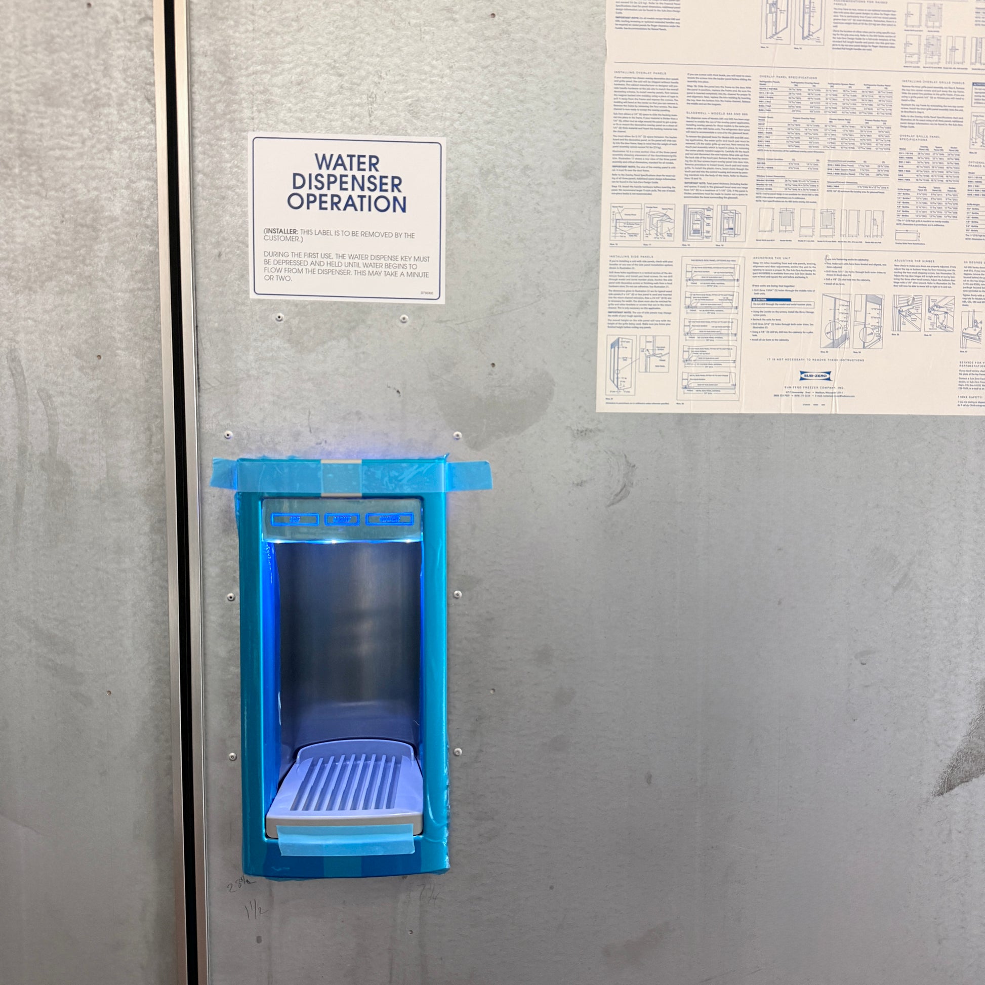 Refurbished: Sub-Zero 695/0 2 48” Side By Side Refrigerator Water/ Ice Dispenser Panel Ready