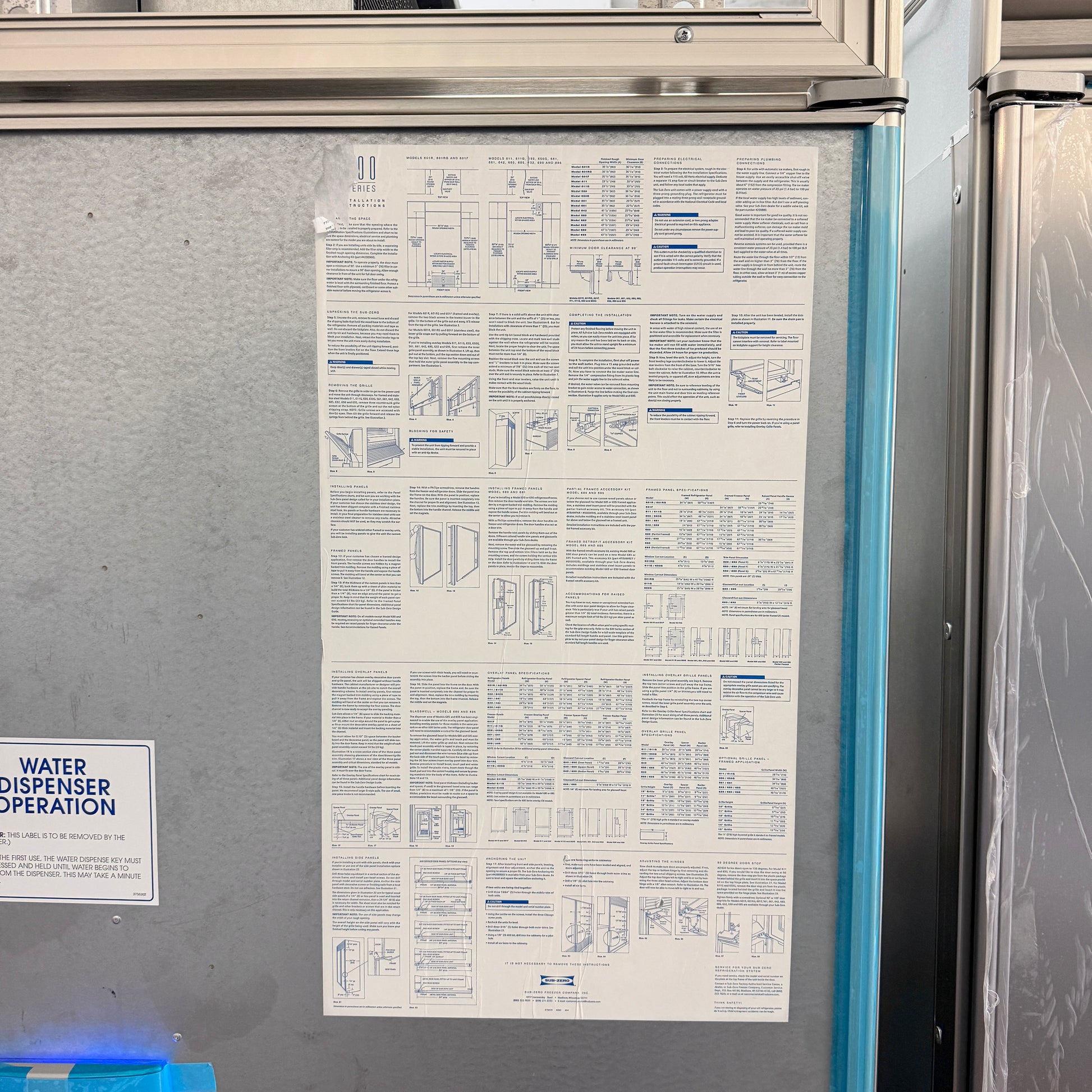 Refurbished: Sub-Zero 695/0 2 48” Side By Side Refrigerator Water/ Ice Dispenser Panel Ready