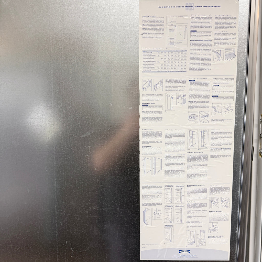 Refurnished: Sub-Zero 632/0 48” Side by Side Refrigerator Panel Ready