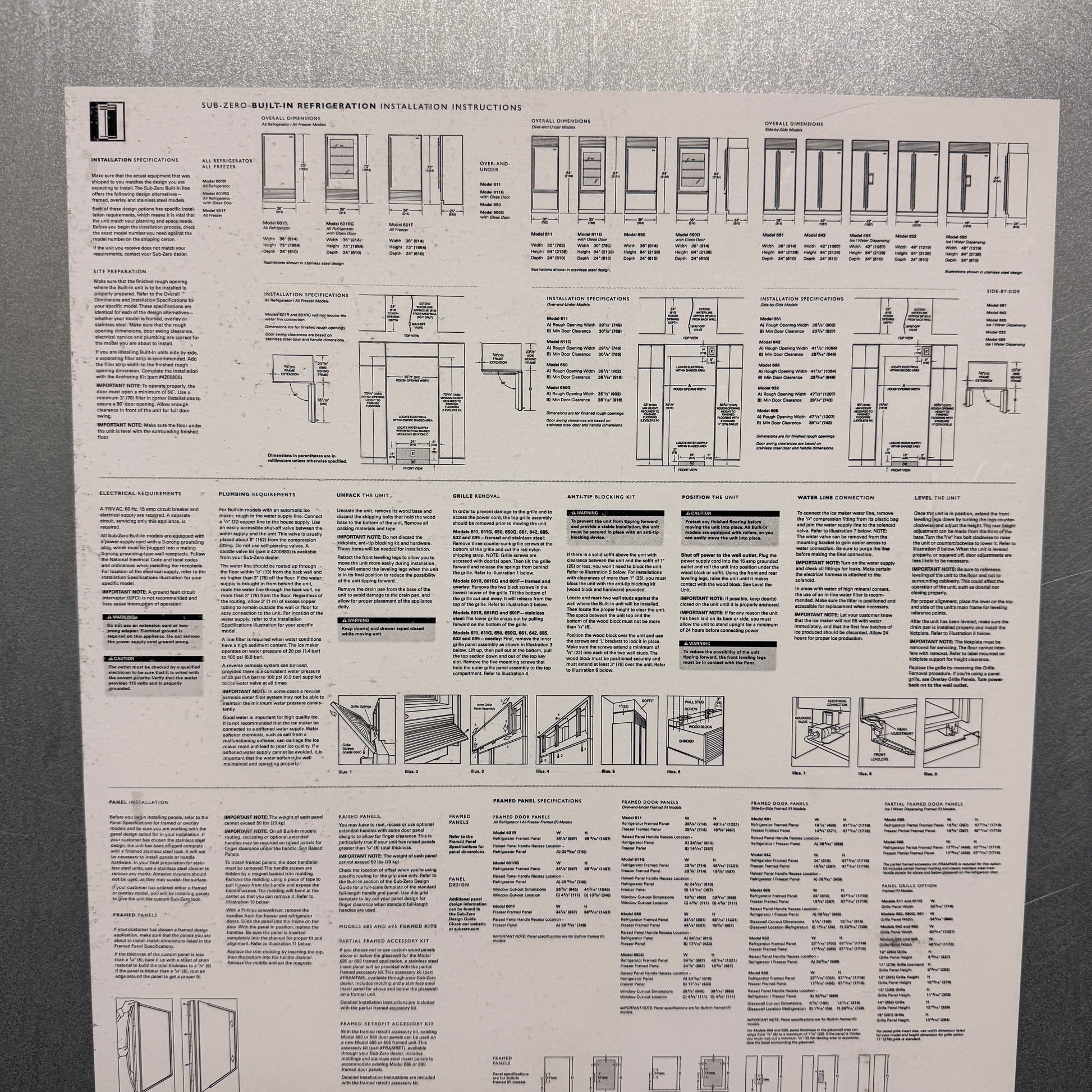 Refurbished: Sub-Zero 650/0 3 36” Bottom Freezer Refrigerator Panel Ready