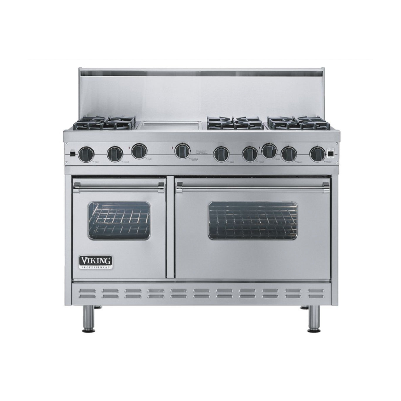 Used: Viking Commercial 48" Open Burner All Gas Range Double Oven - VGIC486