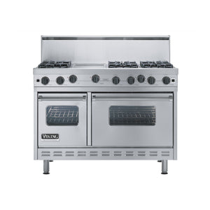 Used: Viking Commercial 48" Open Burner All Gas Range Double Oven - VGIC486