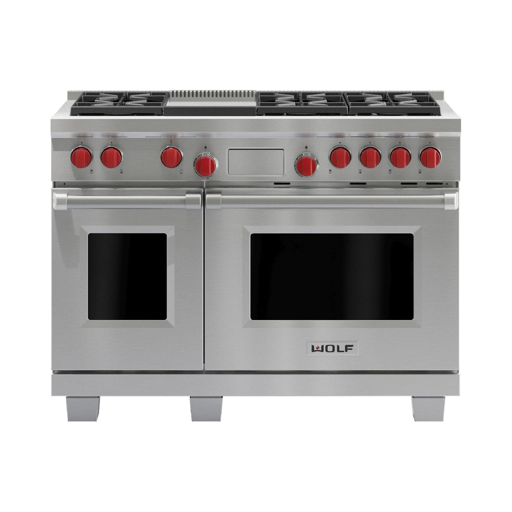 Used: Wolf® 48" Stainless Steel Pro Style Dual Fuel Range Model #: DF486GLP