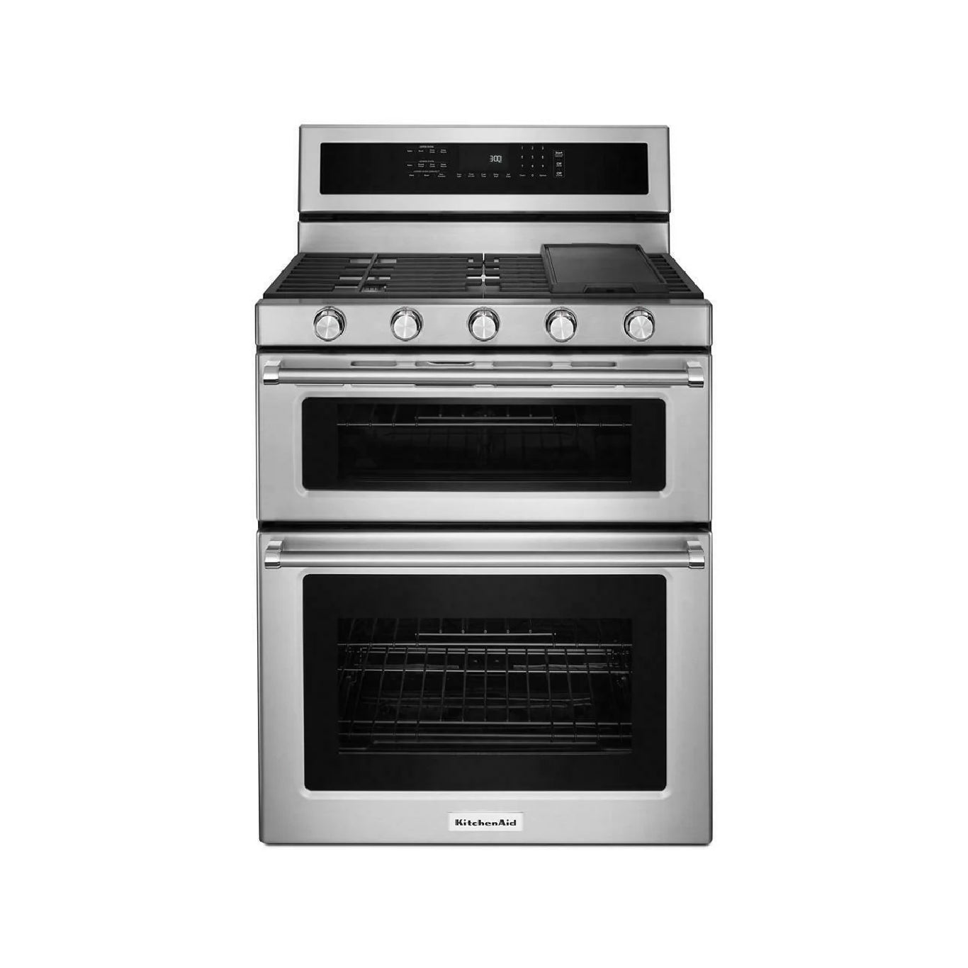 Used: Kitchenaid KFGD500ESS 30-Inch 5 Burner Gas Double Oven Convection Range