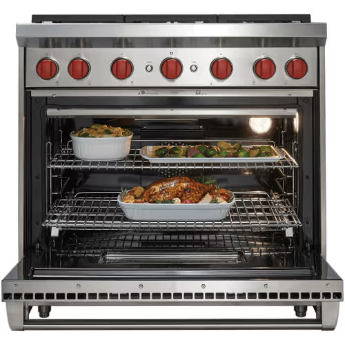 Used: Wolf 36" Gas Range - 6 Burners Model# GR366LP